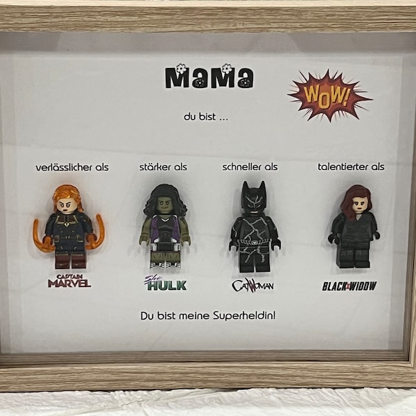 Steinbild Geschenk Mama Kollegin Freundin Schwester Muttertag Oma Geburtstag Jahrestag Anlass Superheldin Figuren personalisierbar