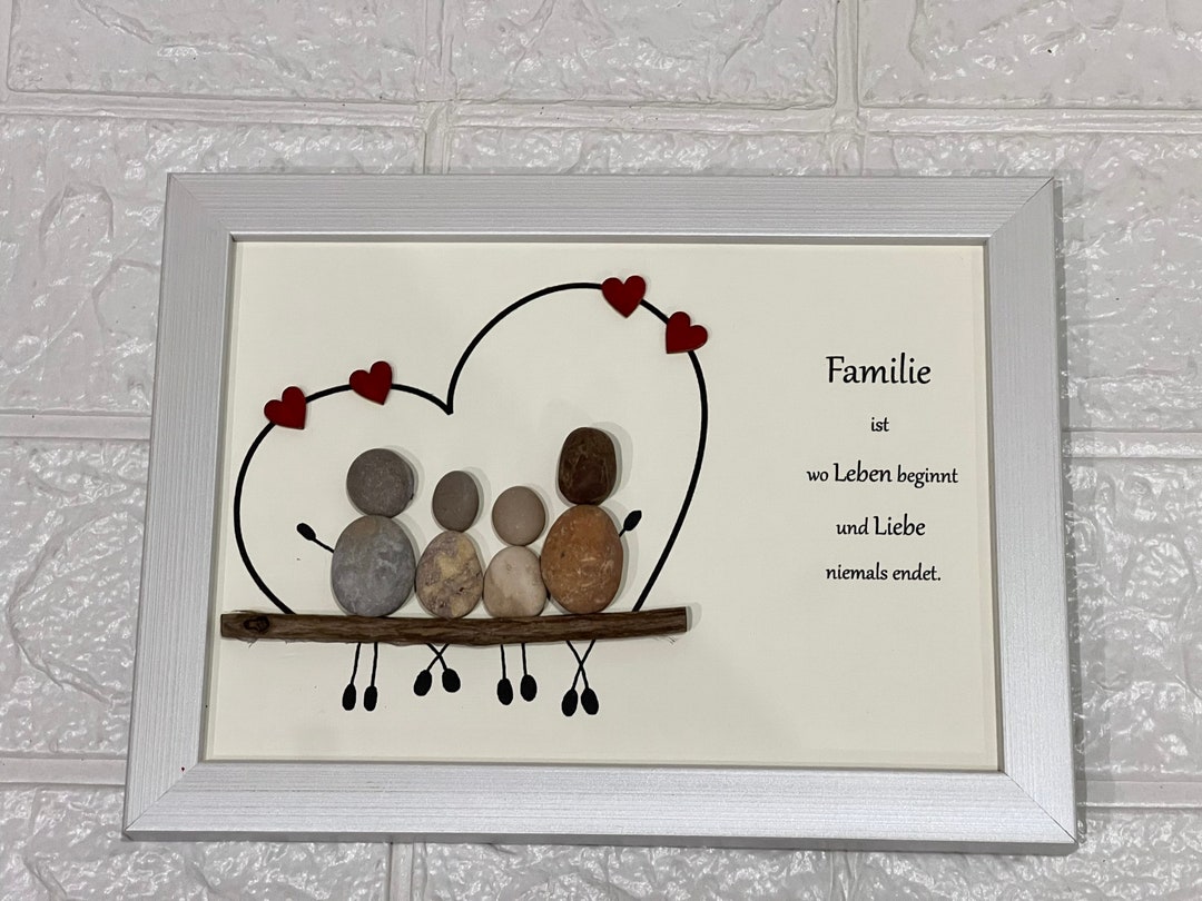 Steinbild Familie ist wo das Leben beginnt und die Liebe niemals endet