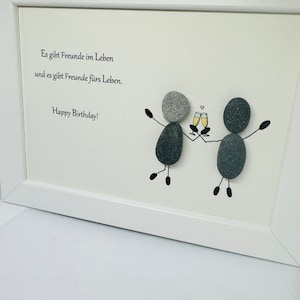 Steinbild Geschenk zum Geburtstag Freunde happy Birthday Freunde fürs Leben anstoßen steinfiguren