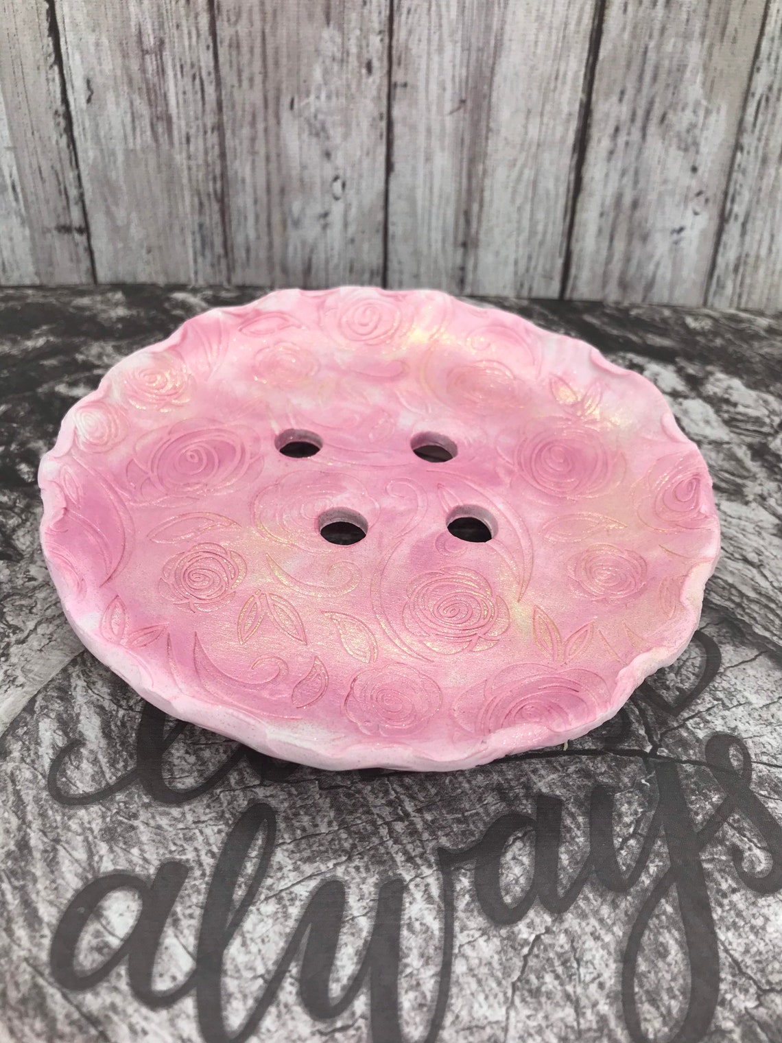 Unique Pink and Gold Polymer Clay Soap Dish Etsy