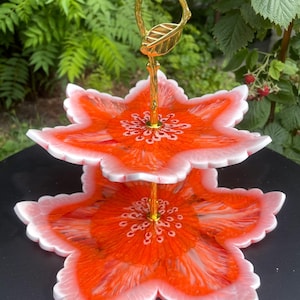 Orange Two-Tier Cake Stand, Cupcake Stand, Fruit Stand, Wedding Epoxy Resin Cake Stand, Orange Resin Tray, Grazing Stand, Fruit Stand