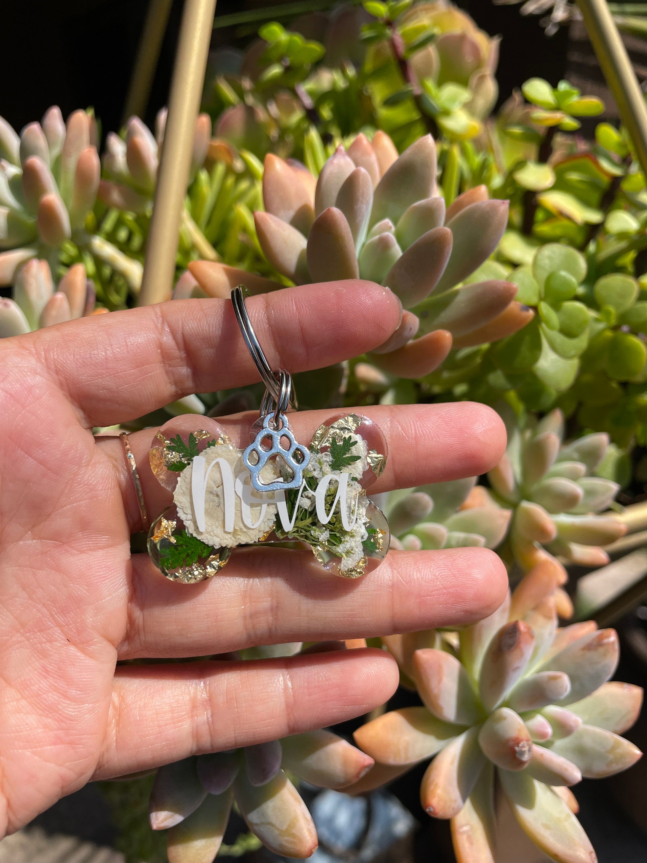 Resin Dog Tag Flower Dog Tag Cute Dog Tag Circle Tag Etsy Canada