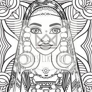 Dibujo para colorear para adultos descarga instantánea, Hermosa mujer  negra, imprimible -  México