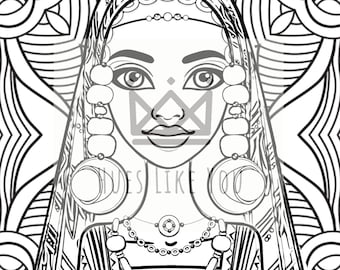 Printable Mandala African Queen Coloring Page, Adult Coloring PDF