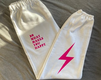 Do What Makes You Happy Lightning Bolt Sweatpants Cute Sweatpants Lightening Bolt Trendy Sweatpants Aesthetic Sweatpants Graphic Sweatpants