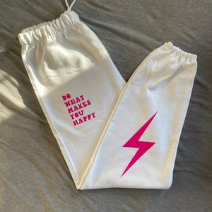 Do What Makes You Happy Lightning Bolt Sweatpants Cute Sweatpants Lightening Bolt Trendy Sweatpants Aesthetic Sweatpants Graphic Sweatpants