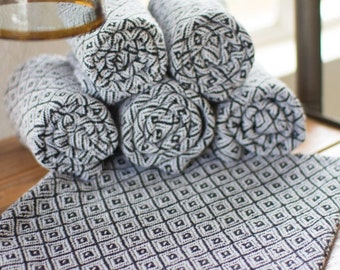 Oversized Black and White Diamonds, Cotton Napkins or Kitchen Dish Towel