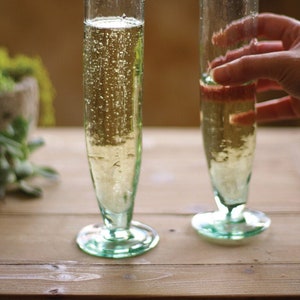 Handblown Bogota Tall Recycled Champagne Flute - SET OF 2