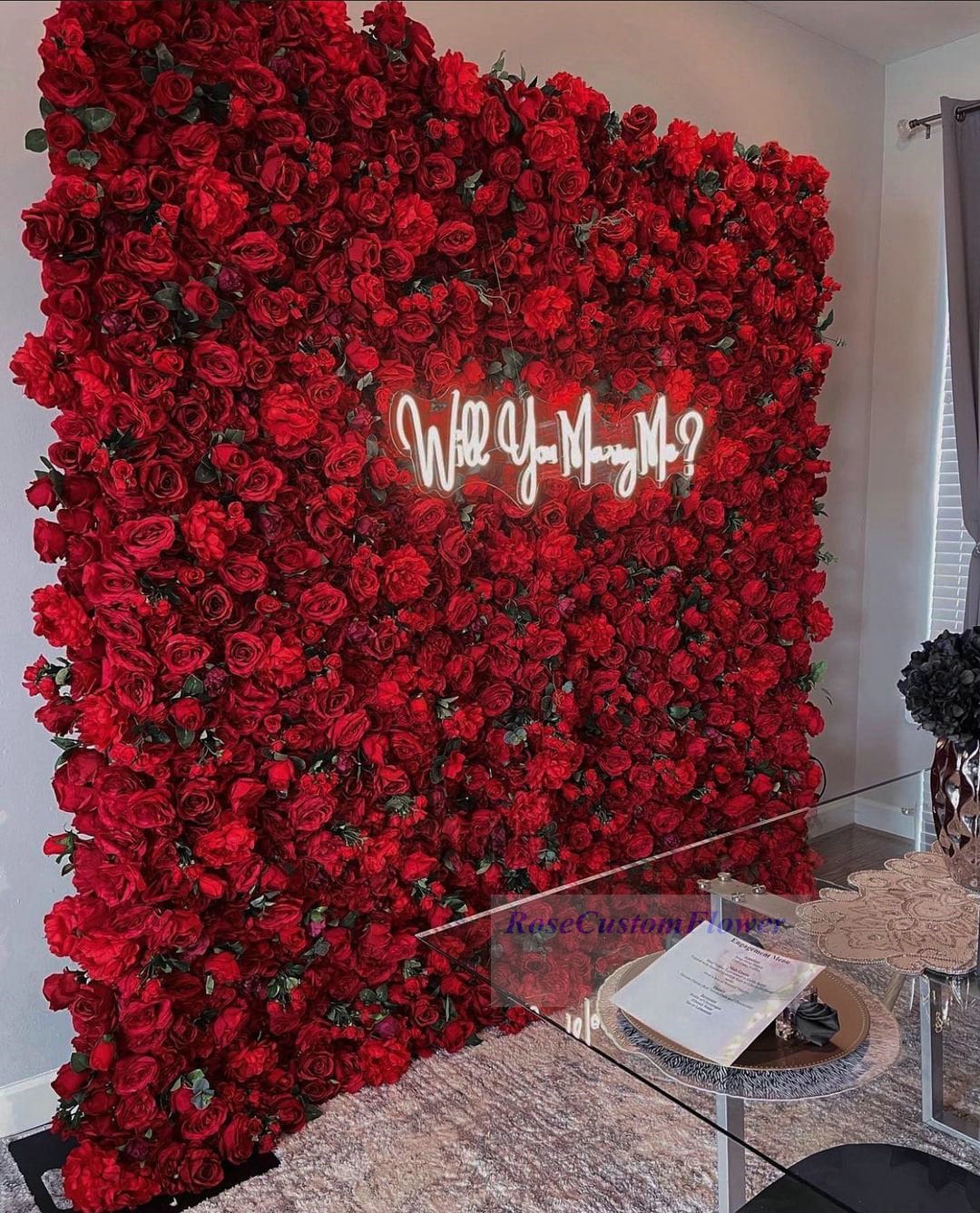 Impassioned Red Rose Flower Wall Panels Artificial Synthetic ...