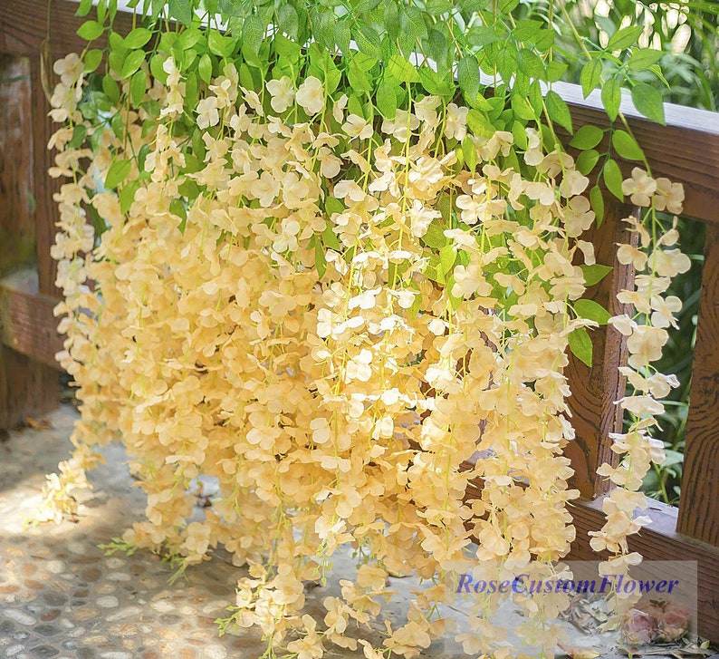 Artificial Wisteria Vine Hanging Flowers for Outdoor Indoor Etsy