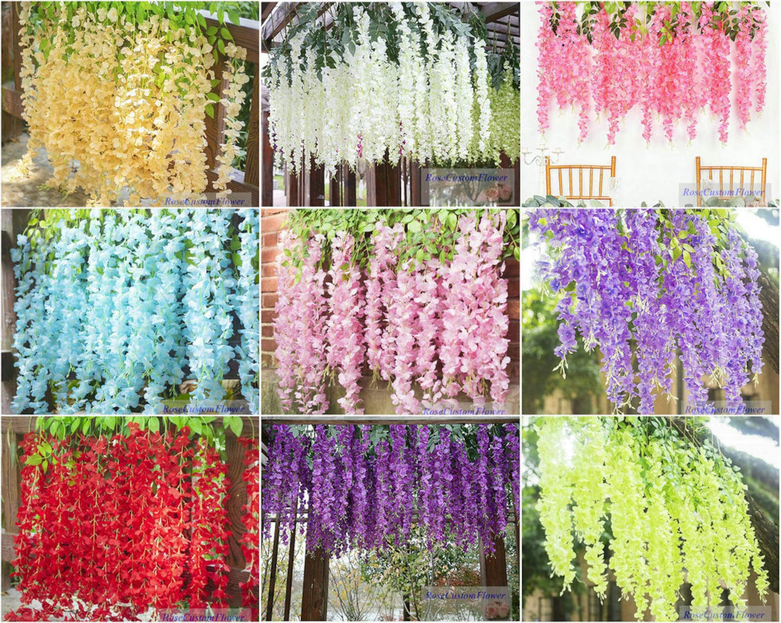 Artificial Wisteria Vine Hanging Flowers for Outdoor Indoor Etsy France