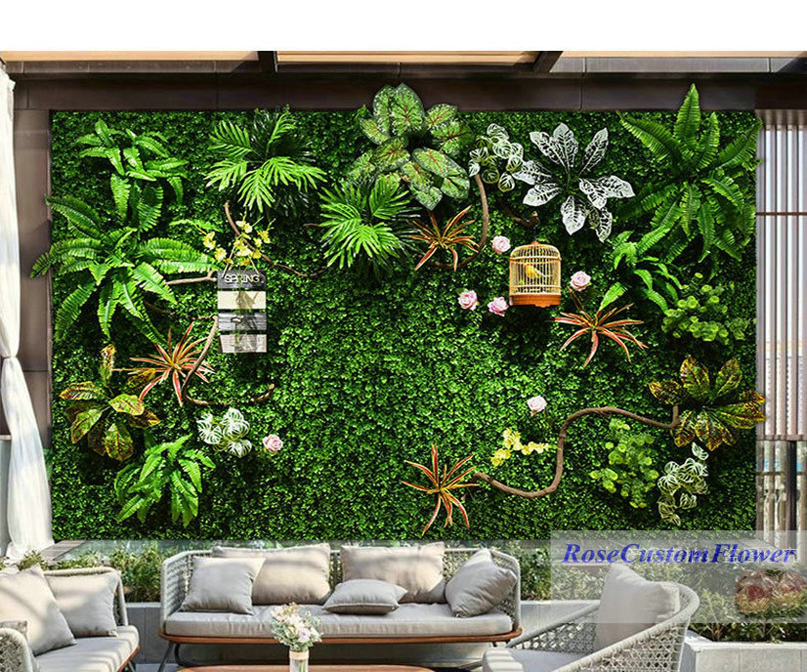 Tropical Green Leaves Lawn Wall Artificial 3D Plant Wall Etsy