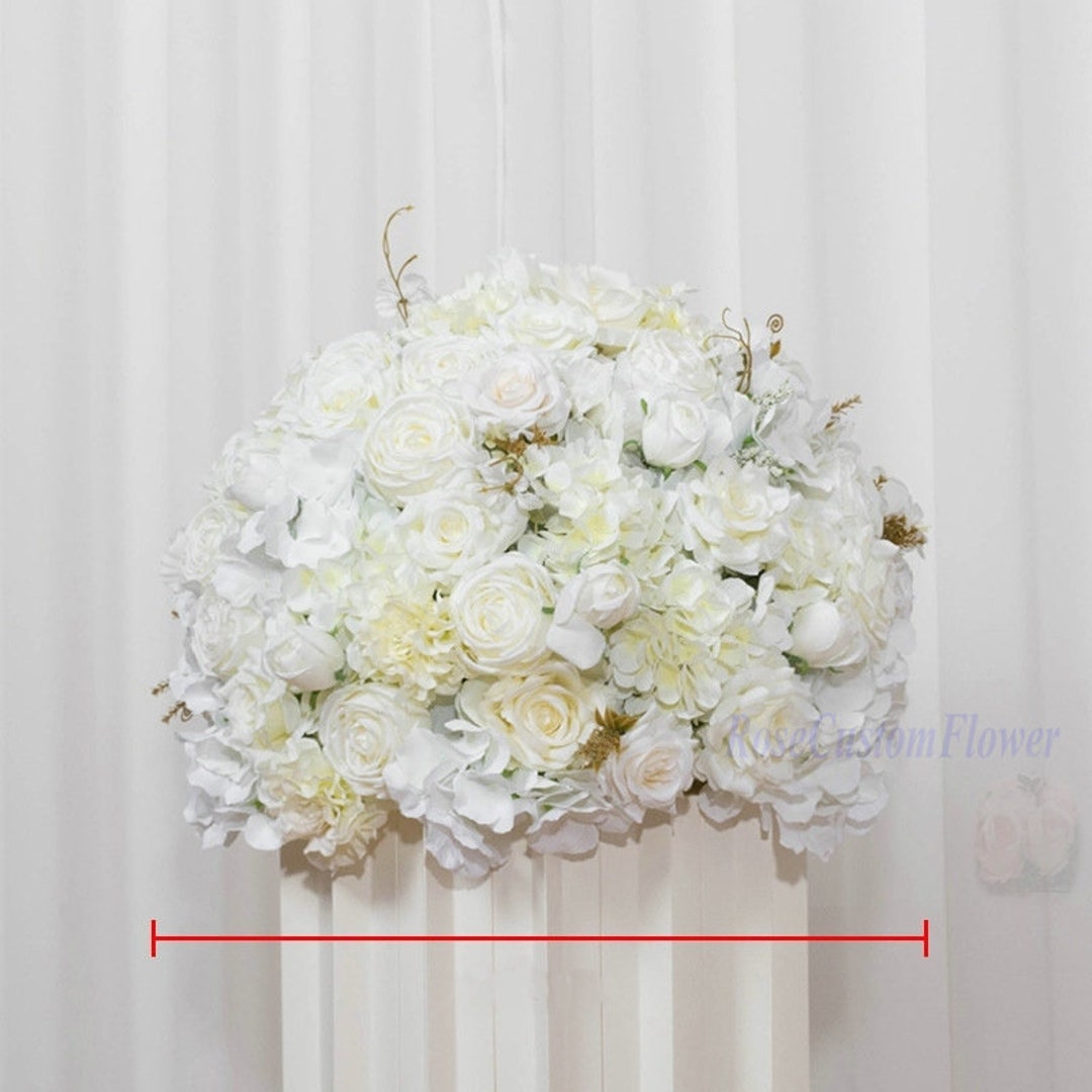 Ivory Rose Hydrangea Flower Ball Artificial Flower Table Etsy