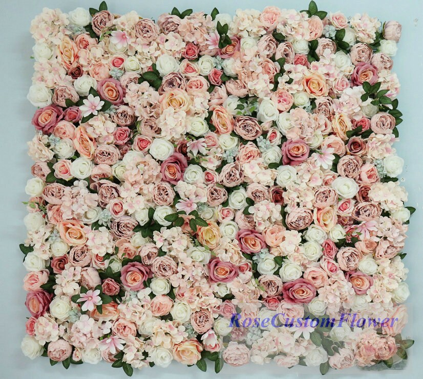 Artificial Silk Champagne Flower Row Wall Panel Wedding Supply Background Decor 