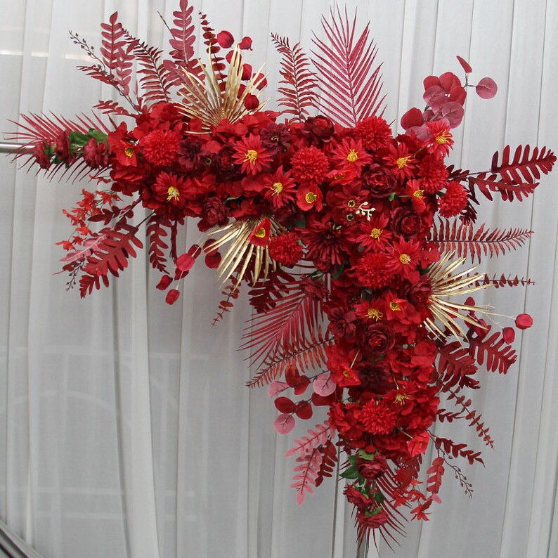 Red Burgundy Wedding Corner Swag for Archway Flowers Silk Etsy