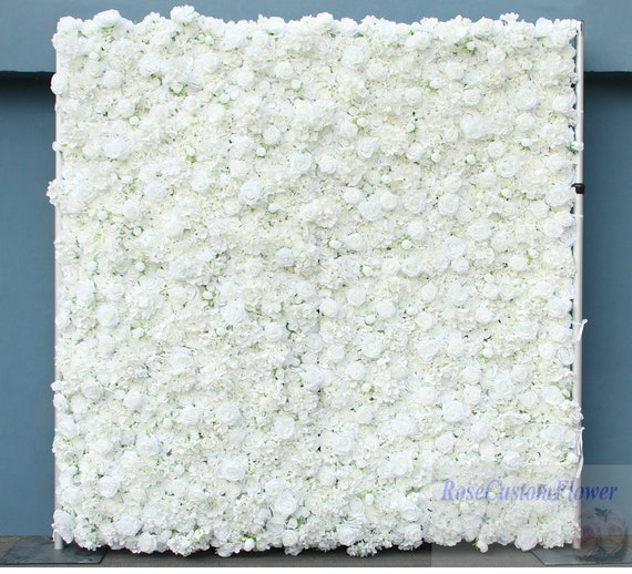 Custom Pure White Flower Backdrop Artificial Fake Flower Wall Etsy