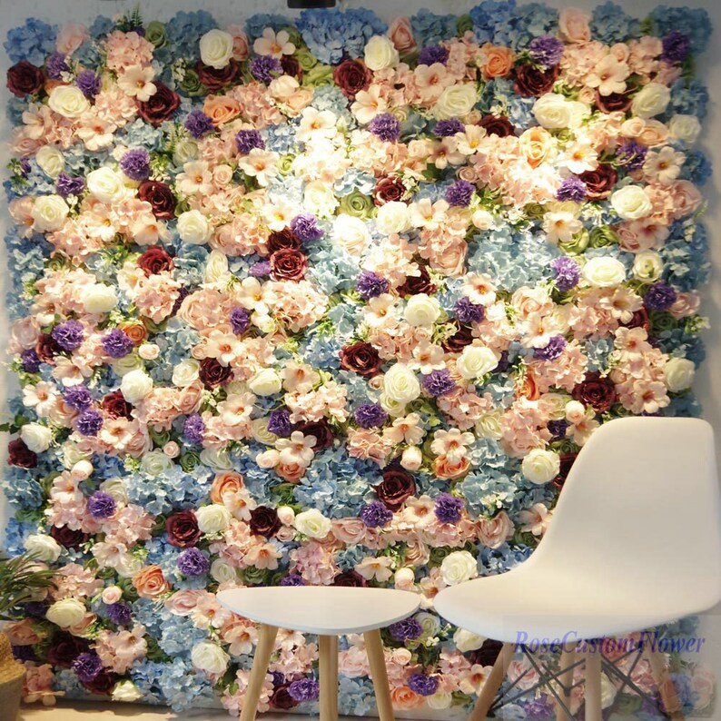 Custom Artificial Flower Wall Backdrop Colorful Flower Etsy