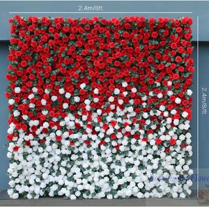 Ombre Flower Wall Red White Rose Eucalyptus leaves Artificial Flower Panel Wedding Baby Shower Party Festival Celebrations Decor Background