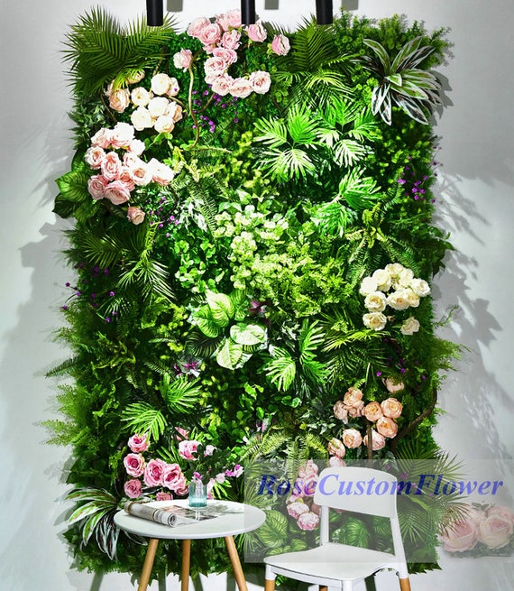 Mixing Green Leaves Wall With Flowers Decors Background Etsy UK