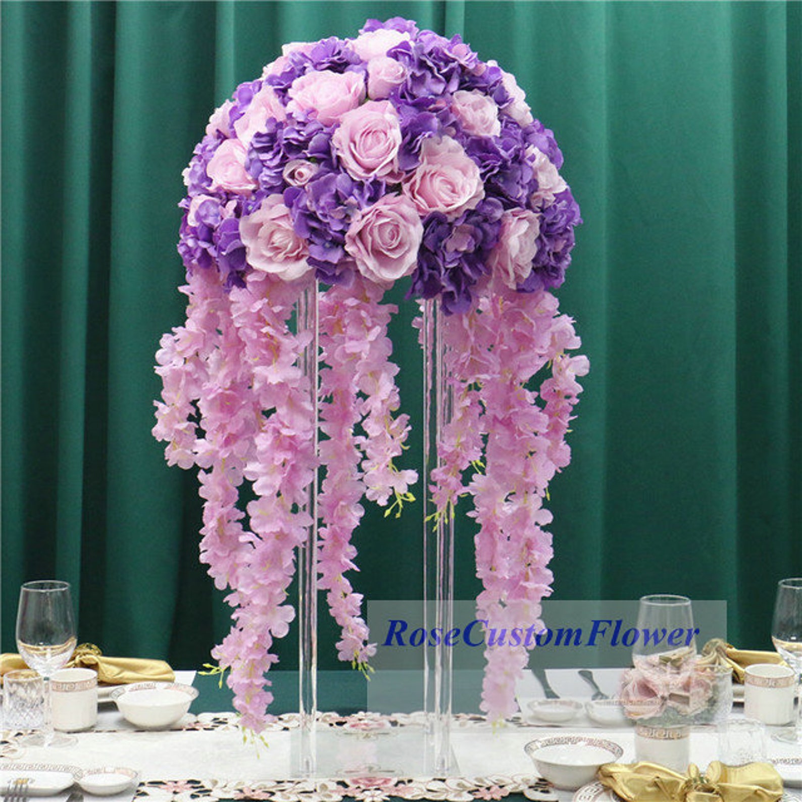 Red Artificial Flower Table Centerpiece Wedding Decor Road Etsy