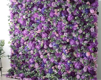 Custom Noble Purple Flower Wall Backdrop Artificial Flower Wall Decor Wedding Stage Party Home Festival Indoor and Outdoor Decoration