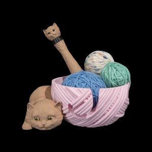 Kitty Cat Yarn Bowl & Hook Case Kit - Knitting and Crochet Essentials