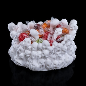 Ghost Candy Bowl - Tall Ghostly Candy Dish - Halloween Decor - Spooky Skull Holder - Unique Gothic Home Decor - Haunted House Prop