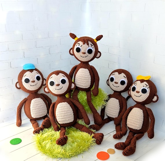 Crocheted Monkeys Little Baby Bum Toys Plushie Monkey Gift for Toddler 5 Monkeys Little Baby Bum Etsy