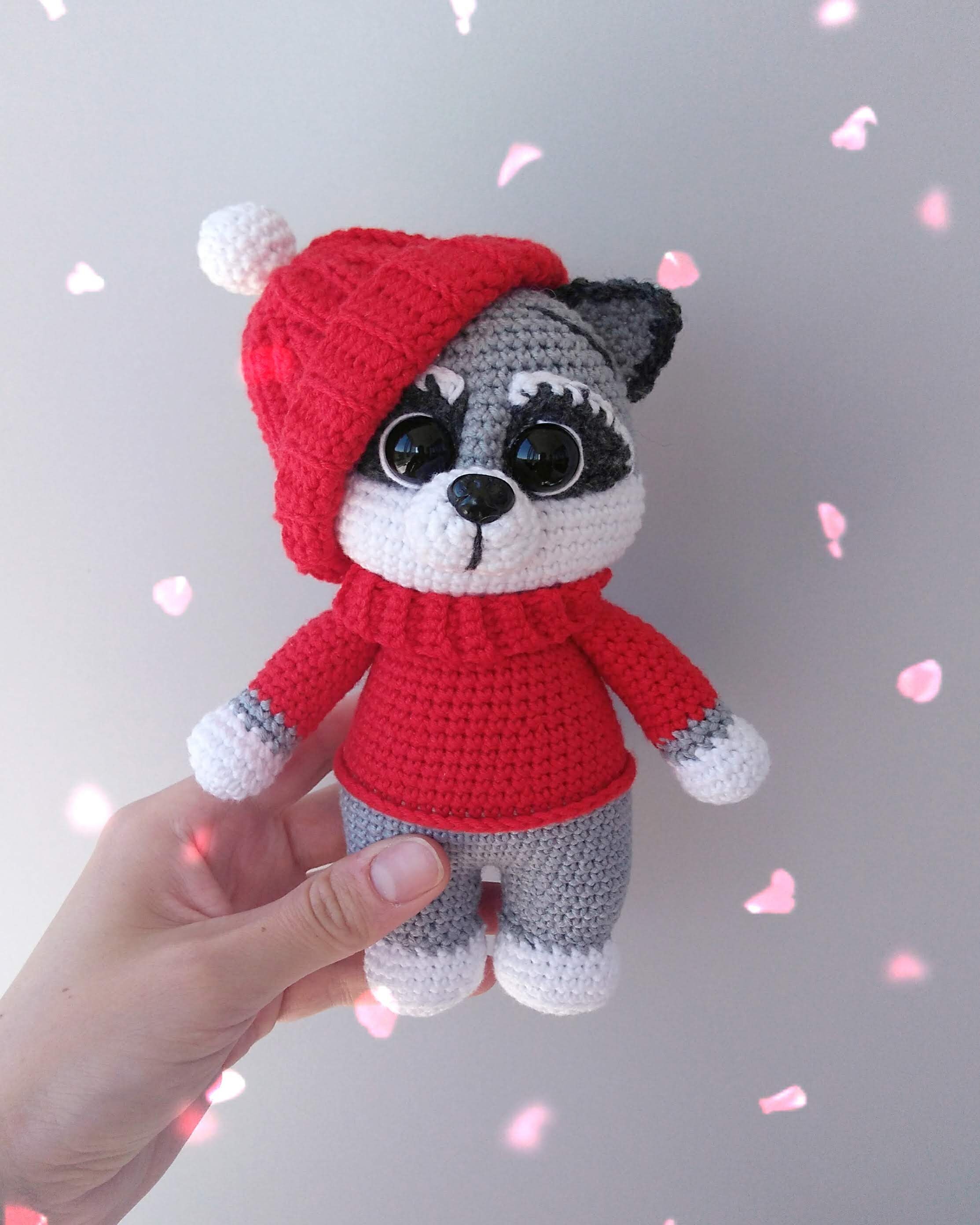 Crocheted Grey Raccoon Knitted Raccoon Amigurumi Toy | Etsy