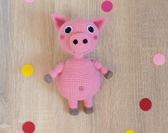 Super Pig, Crocheted Pig, Amigurumi pig, Little Baby Toy, Pink Pig