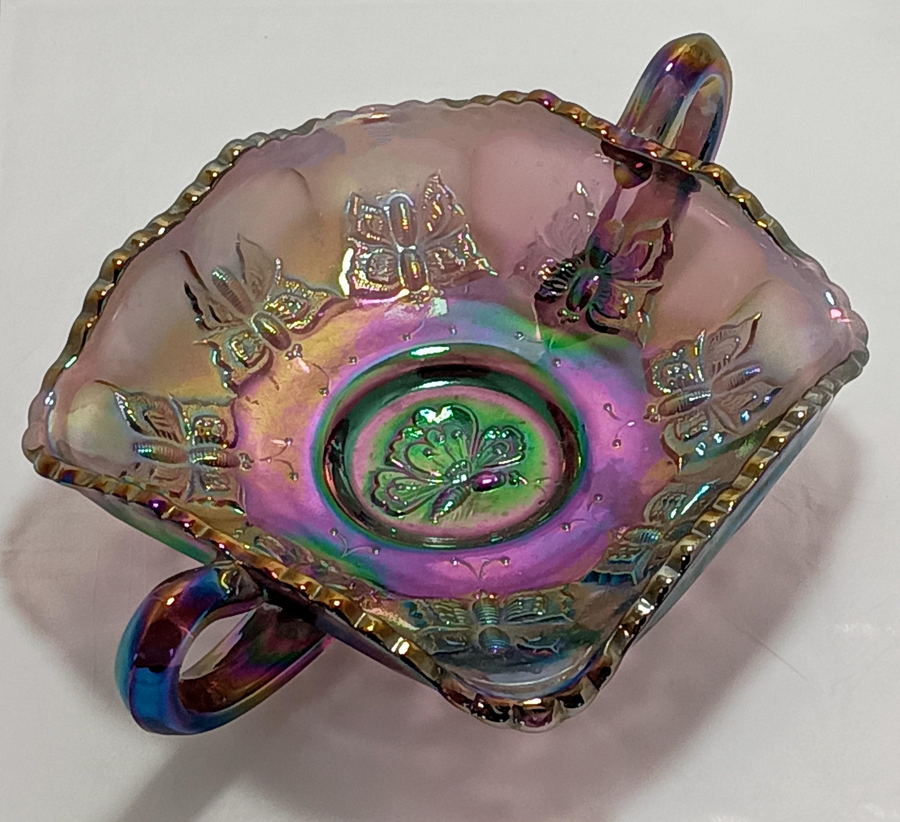 フェントン　カーニバルガラスのボンボンボウル　Butterfly アンティーク Fenton Butterfly Carnival Glass - Etsy
