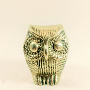 Vintage Solid Brass Owl Figurine 1970s