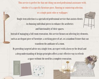 Online Interior Design: Single Item Selection (Digital Download)