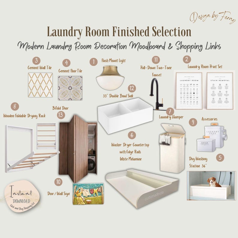 Laundry Room E-design Mood Board: Stylish Decor & Furniture Shopping ...