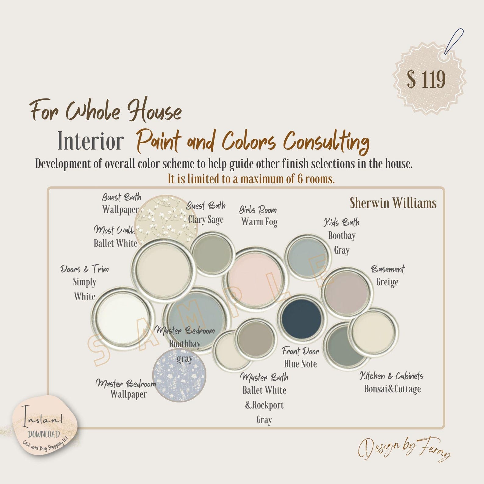 Whole House Interior Paint Color Palette Consultation: Custom Digital ...
