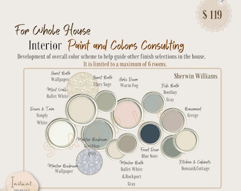 Whole House Interior Paint Color Palette Consultation: Custom Digital Design
