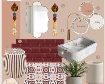 Powder Room Mood Board Design: Online Interior Decor (PDF Download