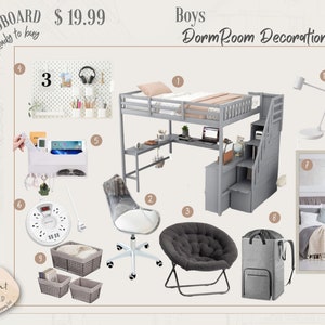 Guy's Dorm Room Decoratie, Dorm Room Designer Comfort Paks, Terug naar school, Dorm Life, Dorm Decoratie, Dorm Essentials