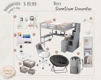 Guy's Dorm Room Decoration: Designer Comfort Paks (Digital File)