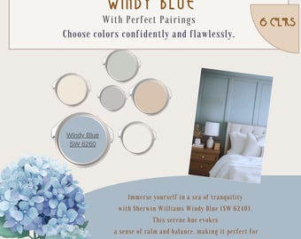 Sherwin Williams Windy Blue Color Palette | Interior Painting (Instant Download)