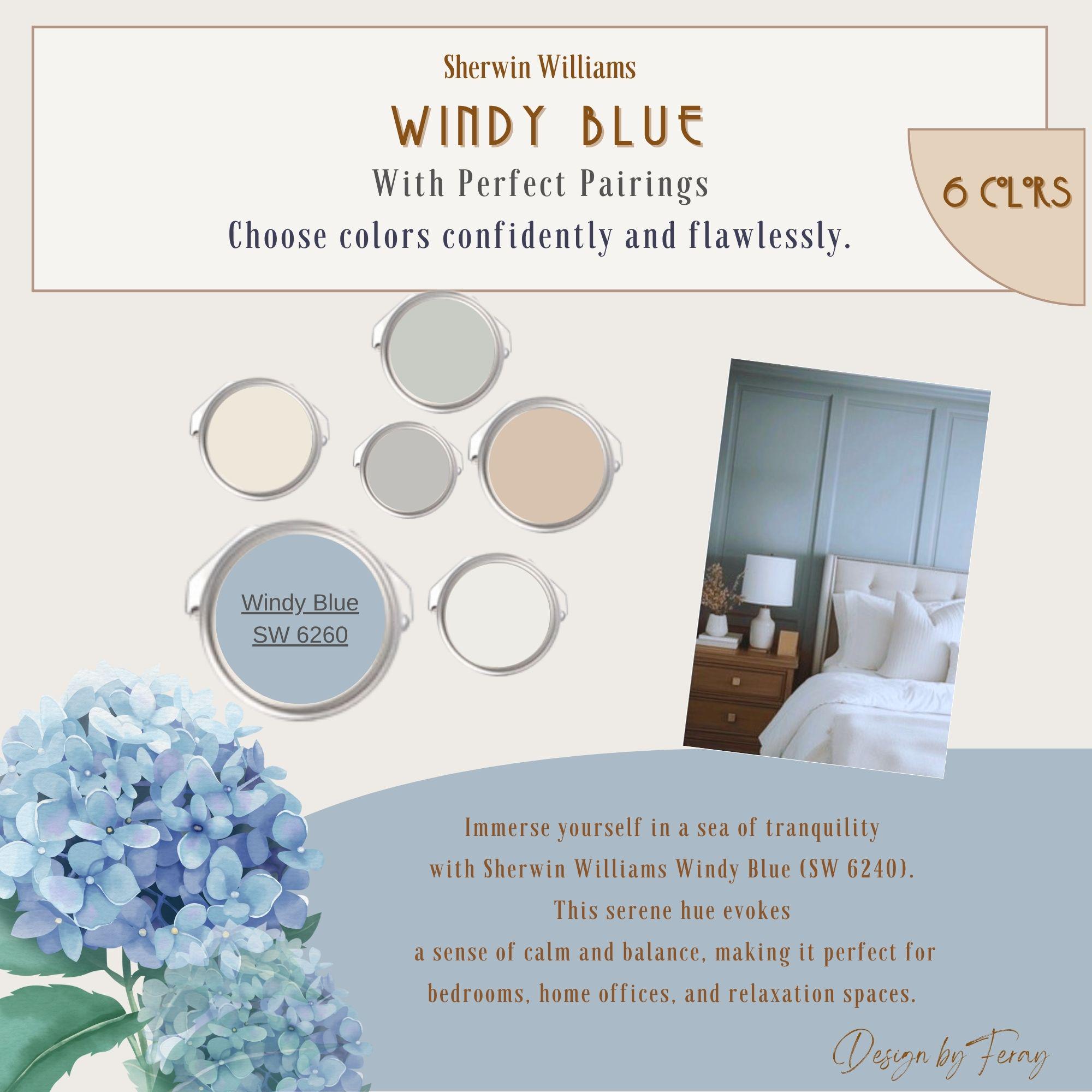 Sherwin Williams Windy Blue Color Palette | Interior Painting (instant ...