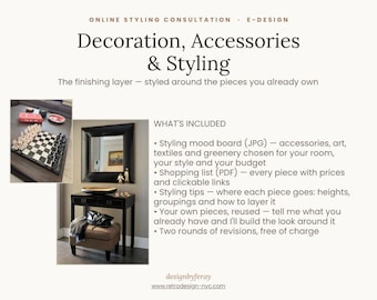 Home Styling Consultation, Decor and Accessories E-Design, Mood Board, Shopping List & Styling Tips by Interior Designer