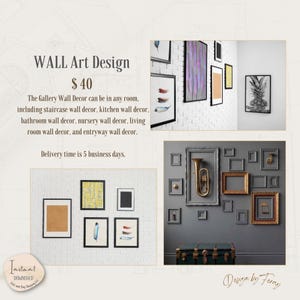 Gallery Wall Decor E-Design Service, Custom Digital Interior Design Service, Wall Art, Picture Frames
