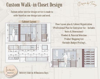 Custom Walk-In Closet Design: Virtual Layout & Shopping List (Digital Download)
