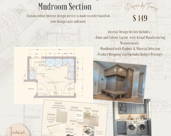 Custom Laundry E-Design with Mudroom Section (PDF Download)