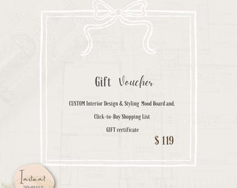 Vale de regalo de diseño de interiores digital: Moodboard personalizado (PDF)