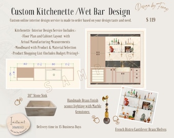 Custom Kitchenette E-Design: Mood Board & Shopping List (Digital Download)