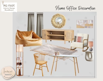 Natural Home Office Design: Virtual Interior Design Mood Board (PDF)