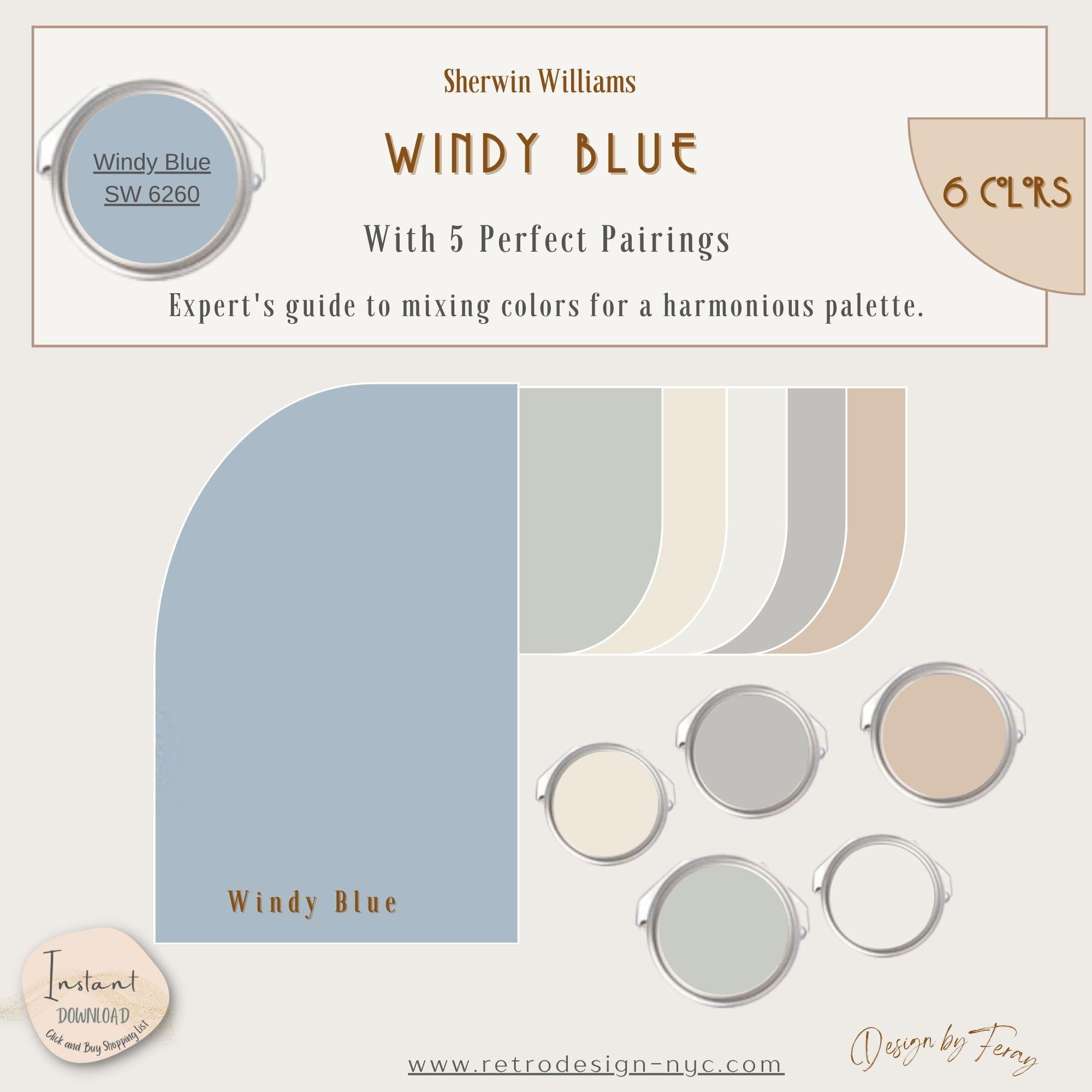 Sherwin Williams Windy Blue Color Palette | Interior Painting (instant ...
