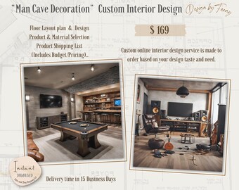 Man Cave Virtual Interior Design: Custom Decor & Organization (Digital Download)